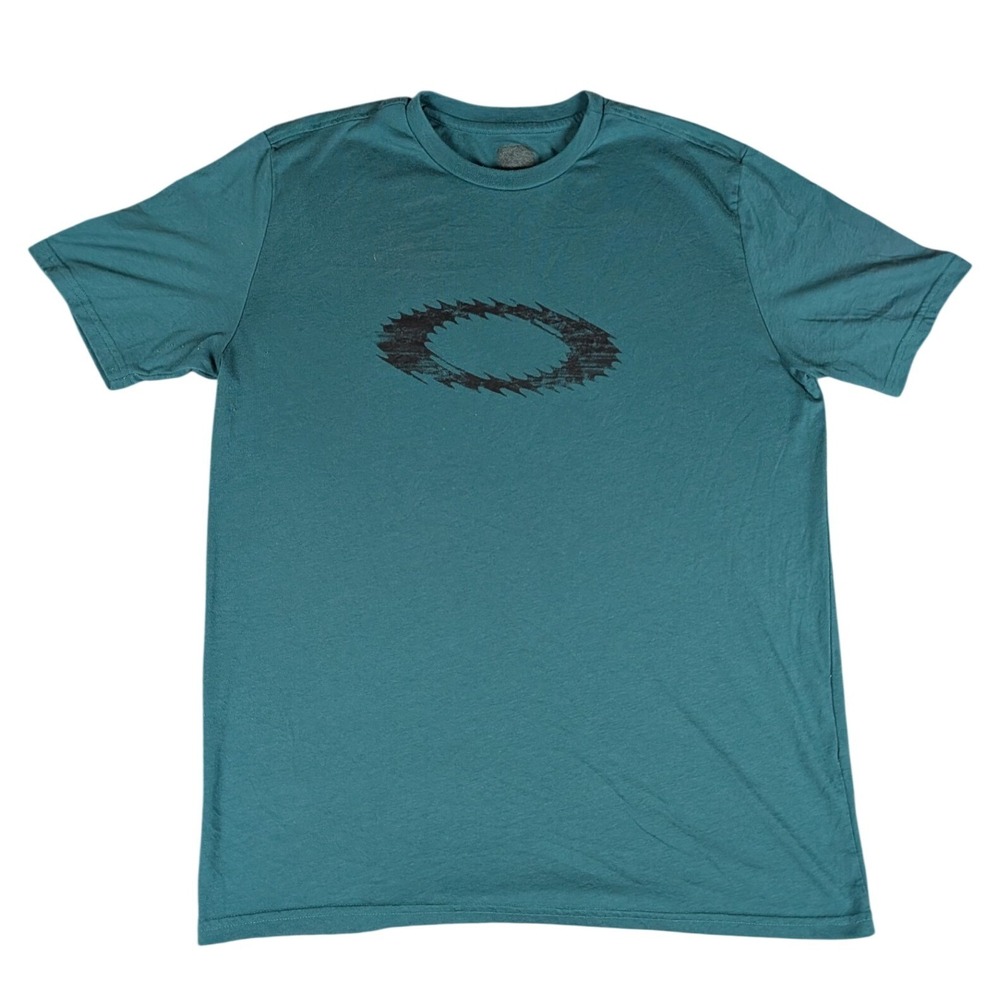 Oakley T-Shirt Mens Large Teal Graphic Logo Short Sleeve Casual Good